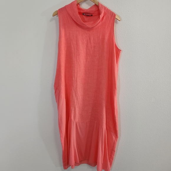 Vivian Shyu Dress Womens Medium Pink Linen Lagenlook Asymmetrical Modern Minimal - Picture 1 of 13
